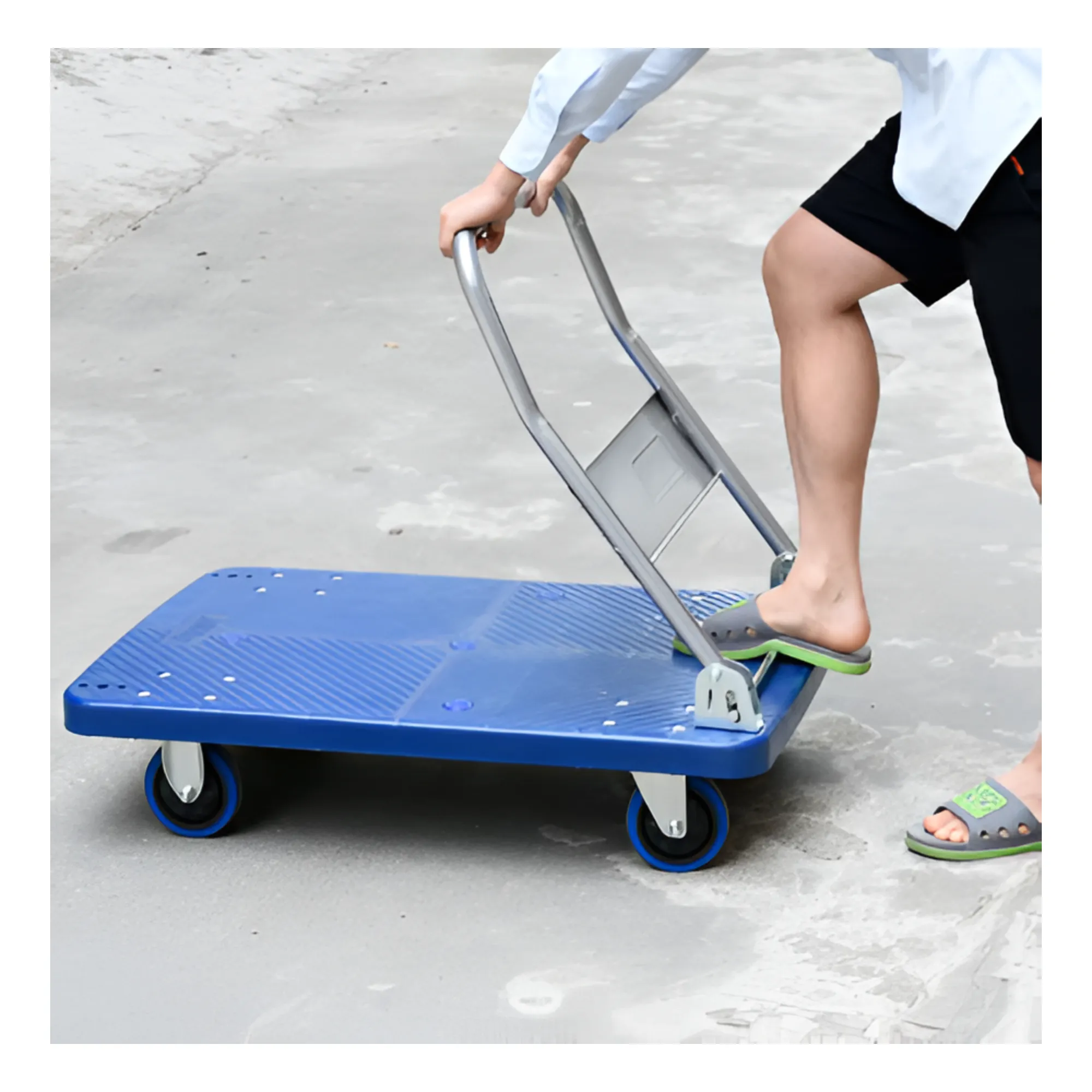 180kg Multifunctional Handheld Foldable Pushcart with Silent Wheels