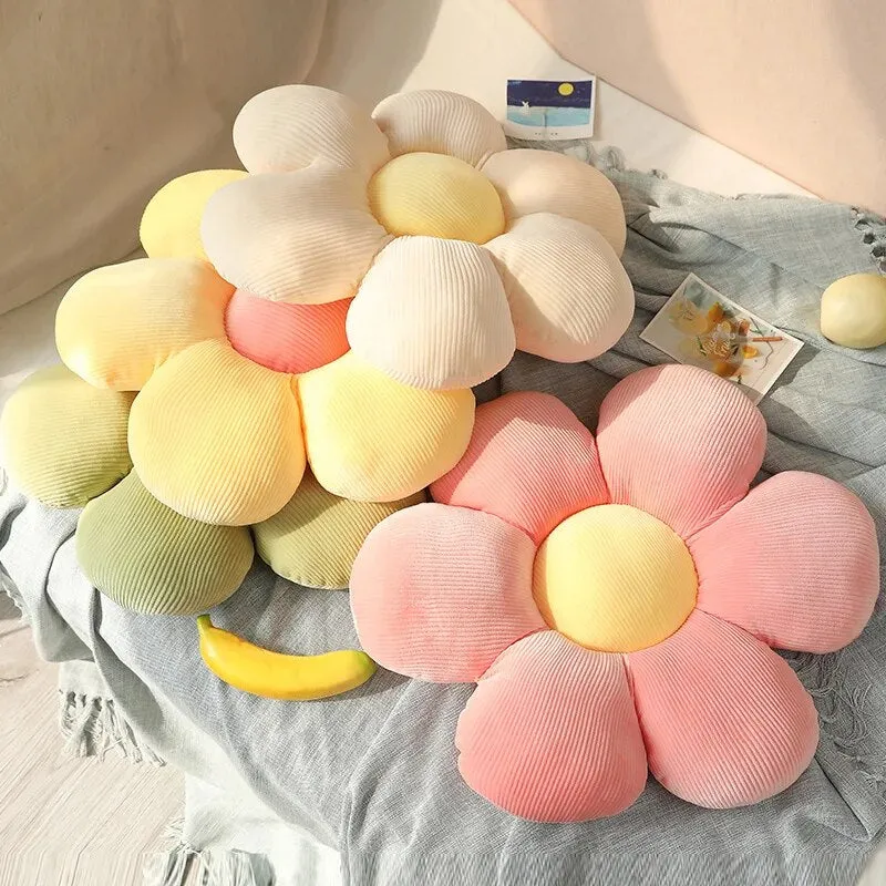 Anyhouz Plush Pillow Green Flower Shape Stuffed Soft Pillow Seat Cushion Room Decor 50-55cm