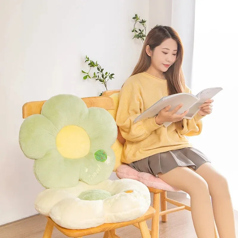 Anyhouz Plush Pillow Light Pink Five Petal Flower Shape Stuffed Soft Pillow Seat Cushion Room Decor 90cm