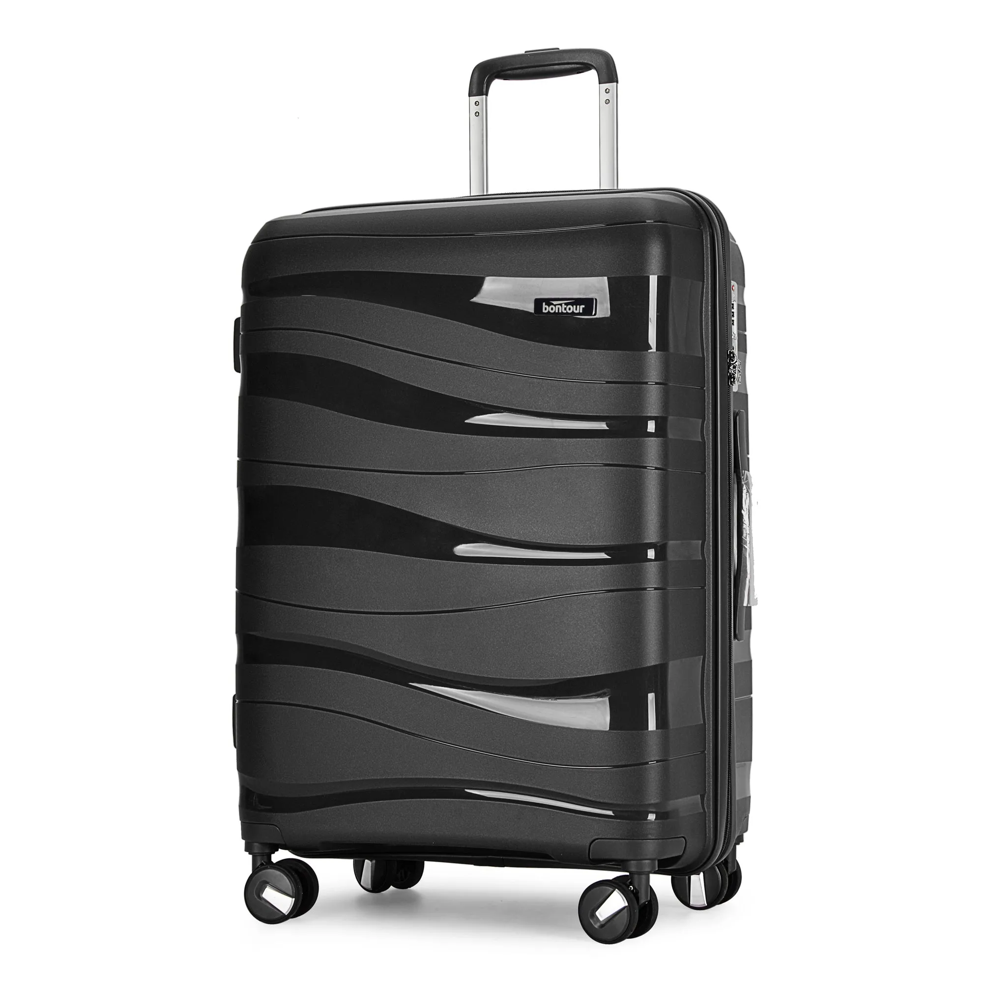 Bontour 'Flow' 4-wheeled cabin suitcase with TSA lock, 55x38x20cm, Black