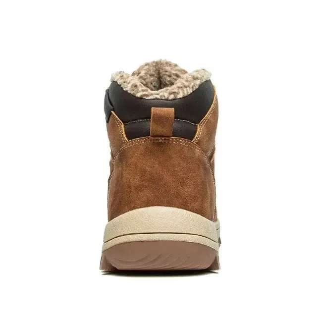 Extravagant men's leather boots, warm plush non-slip waterproof plush boots.